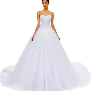 Womens Tie Back Beaded Ballgown